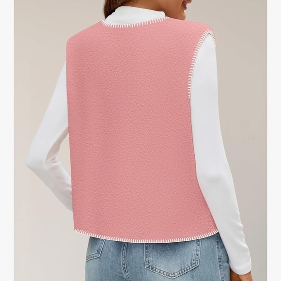 NWT ZESICA Womens Sleeveless Sweater V Neck Knit Button Down Vest - Picture 4 of 9